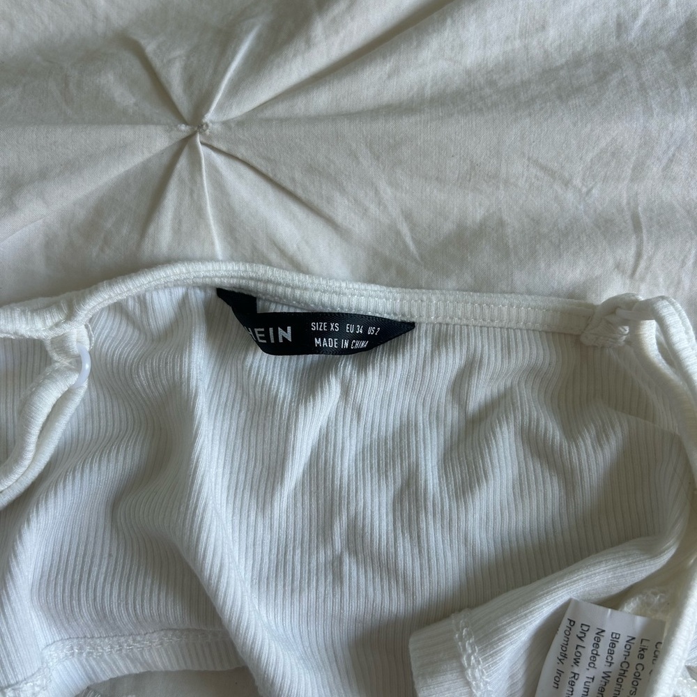 Shein White Ribbed Crop Top - Picture 3 of 3